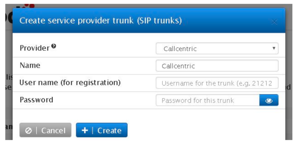 Vodia IOP SIP Trunk