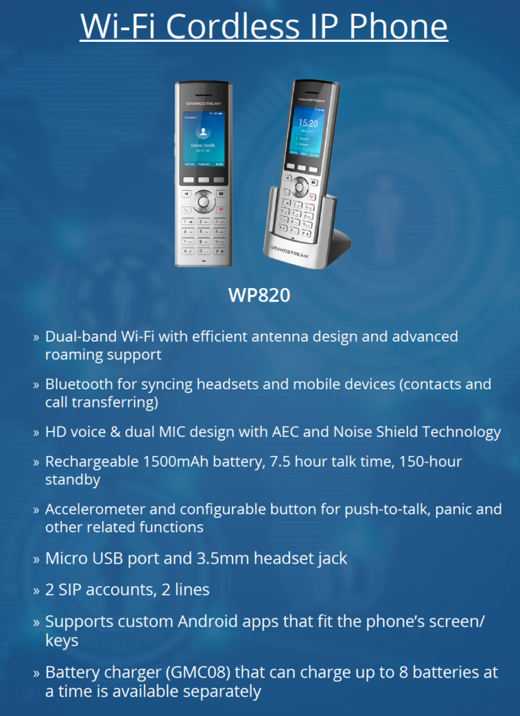Grandstream Wi-Fi Cordless Phone WP820