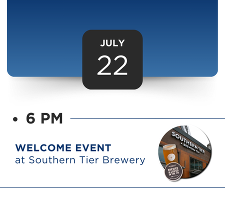 July 22nd Itinerary - 6pm - Welcome Event at Southern Tier Brewery