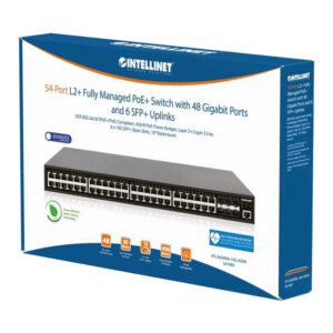 Intellinet IPS-54GM06-10G-450W 48-Port Gigabit Ethernet PoE+ Layer 2+ Managed Switch with Six 10G SFP+ Uplinks - 561969