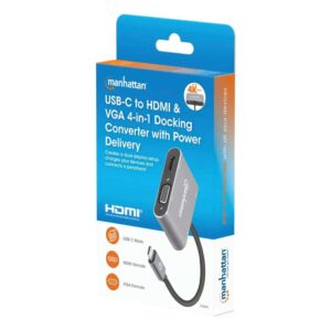 Manhattan USB-C to HDMI/VGA 4-in-1 Docking Converter with Power Delivery - 130691