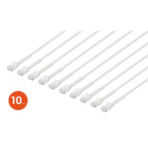 Intellinet Cat6 U/UTP FlexiBoot Slim Network Patch Cable, 14 ft., White, 10-Pack - 745369