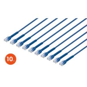 Intellinet Cat6 U/UTP FlexiBoot Slim Network Patch Cable, 14 ft., Blue, 10-Pack - 745352