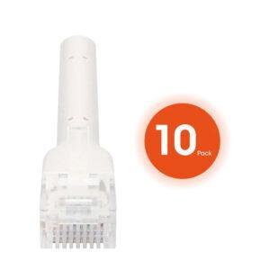 Intellinet Cat6 U/UTP FlexiBoot Slim Network Patch Cable, 14 ft., White, 10-Pack - 745369