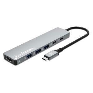 Manhattan MDS-6P-SM4K60, USB-C PD 6-in-1 HDMI 4K Docking Station / Multiport Hub - 190480