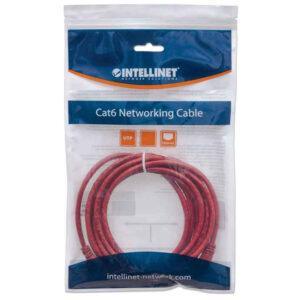 Intellinet Cat6 U/UTP Network Patch Cable, 2 m (7 ft.), Red - 342162