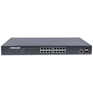 Intellinet Network Solutions IPS-16GM02-374W 16-Port Gigabit Ethernet PoE+ Web-Managed Switch with 2 SFP Ports - 374 W - 561198