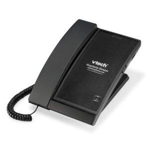 VTech Hospitality A2100 Matte Black Contemporary Analog 1-Line Corded Lobby Phone - 80-H021-14-000