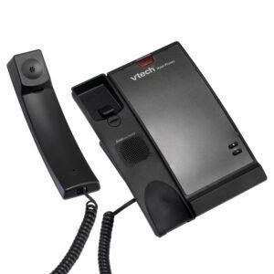 VTech Hospitality A2100 Matte Black Contemporary Analog 1-Line Corded Lobby Phone - 80-H021-14-000